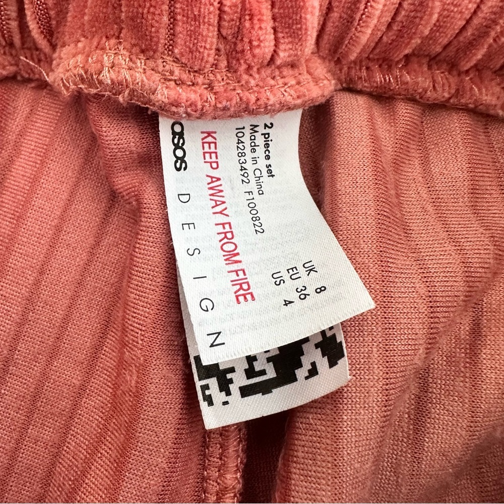 ASOS Rust Orange Ribbed Velour Lounge Set - Picture 6 of 7